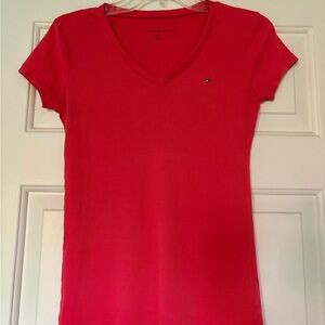 Tommy Hilfiger Coral Fitted Short Sleeve V-Neck T-Shirt